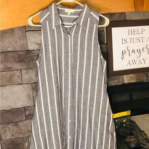 Kori Grey/White Striped Sleeveless Dress
